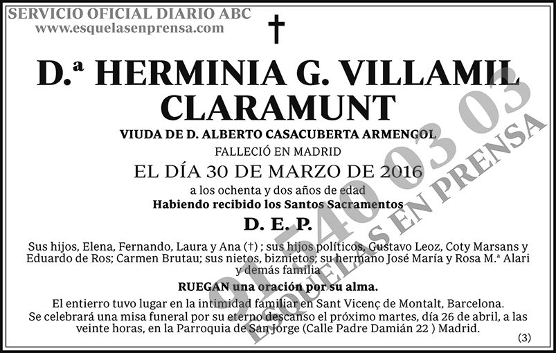 Herminia G. Villamil Claramunt